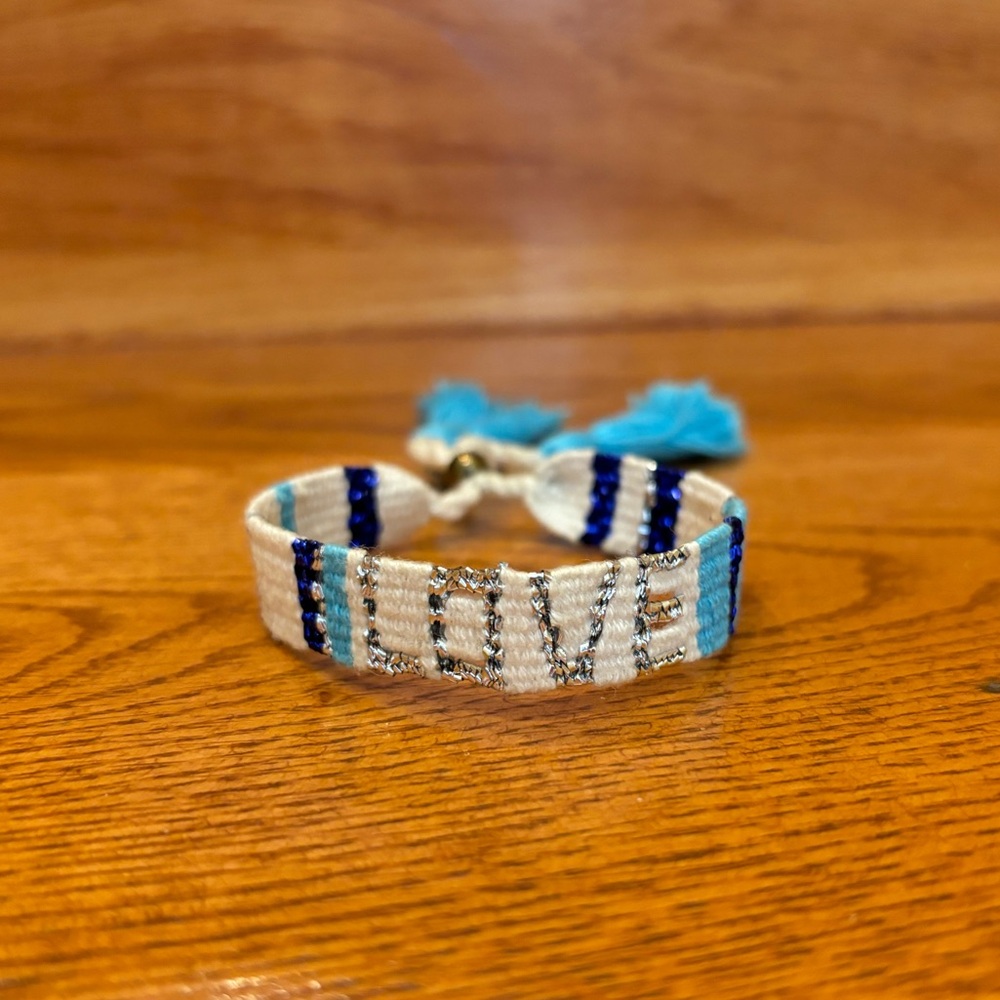 Love Is Project Bohemian Turquoise Blue LOVE TASSEL BRACELET
